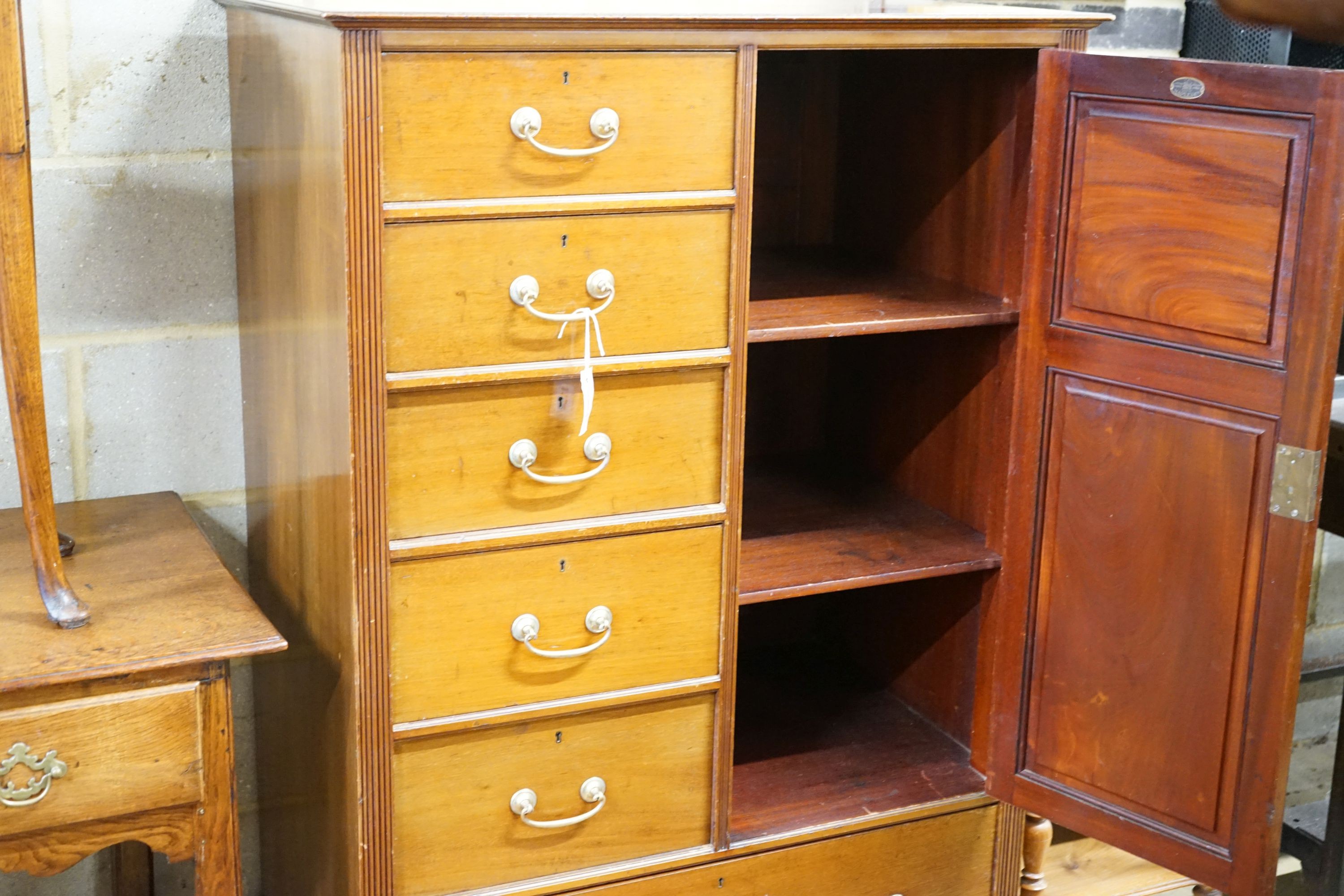 An Edwardian mahogany dwarf cabinet, by Maple & Co, width 92cm, depth 61cm, height 135cm